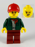 LEGO cty1099 Safari Tourist Woman, Red Ball Cap and Scarf, Dark Green Jacket, Dark Red Legs