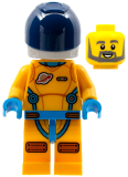 LEGO cty1410 Lunar Research Astronaut - Male, Bright Light Orange and Dark Azure Suit, White Helmet, Dark Blue Visor, Beard