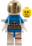 LEGO cty1413 Lunar Research Astronaut - Female, White and Dark Azure Suit, White Helmet, Metallic Gold Visor, Backpack Clips, Smirk