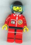 LEGO twn025 TV Logo in Globe on Red Jacket, Red Legs with Black Hips, Headset Pattern (6425)